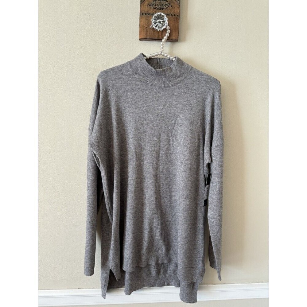 NWT Cyrus Womens Size XL Gray Mock Neck Tunic Sweater Back Zip